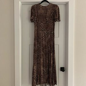 Animal print midi dress with slit